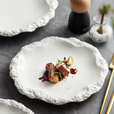 Rock Texture Ruffled Ceramic Round Plate | Yedwo Design